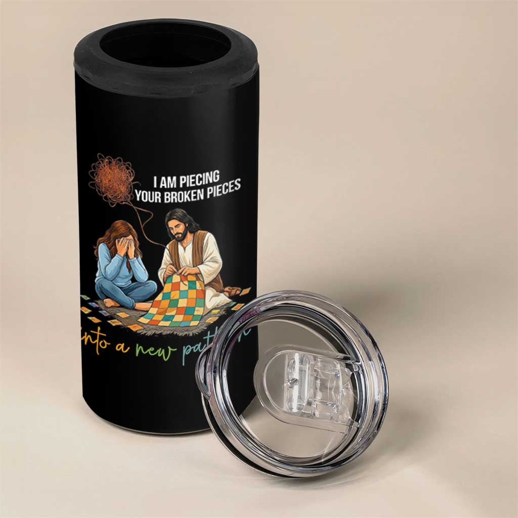 I Am Piecing Your Broken Pieces Christian Healing 4 in 1 Can Cooler Tumbler Jesus Comfort Faith Restoration Inspirational Gift