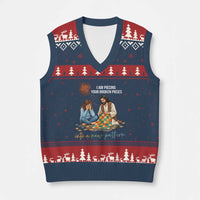 I Am Piecing Your Broken Pieces Christian Healing V-Neck Knit Sweater Vest Jesus Comfort Faith Restoration Inspirational Gift