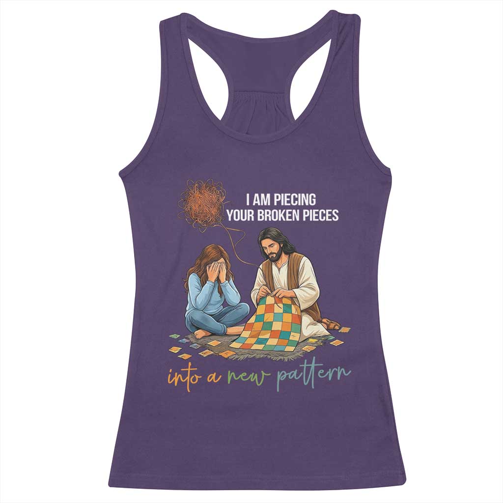 I Am Piecing Your Broken Pieces Christian Healing Racerback Tank Top Jesus Comfort Faith Restoration Inspirational Gift