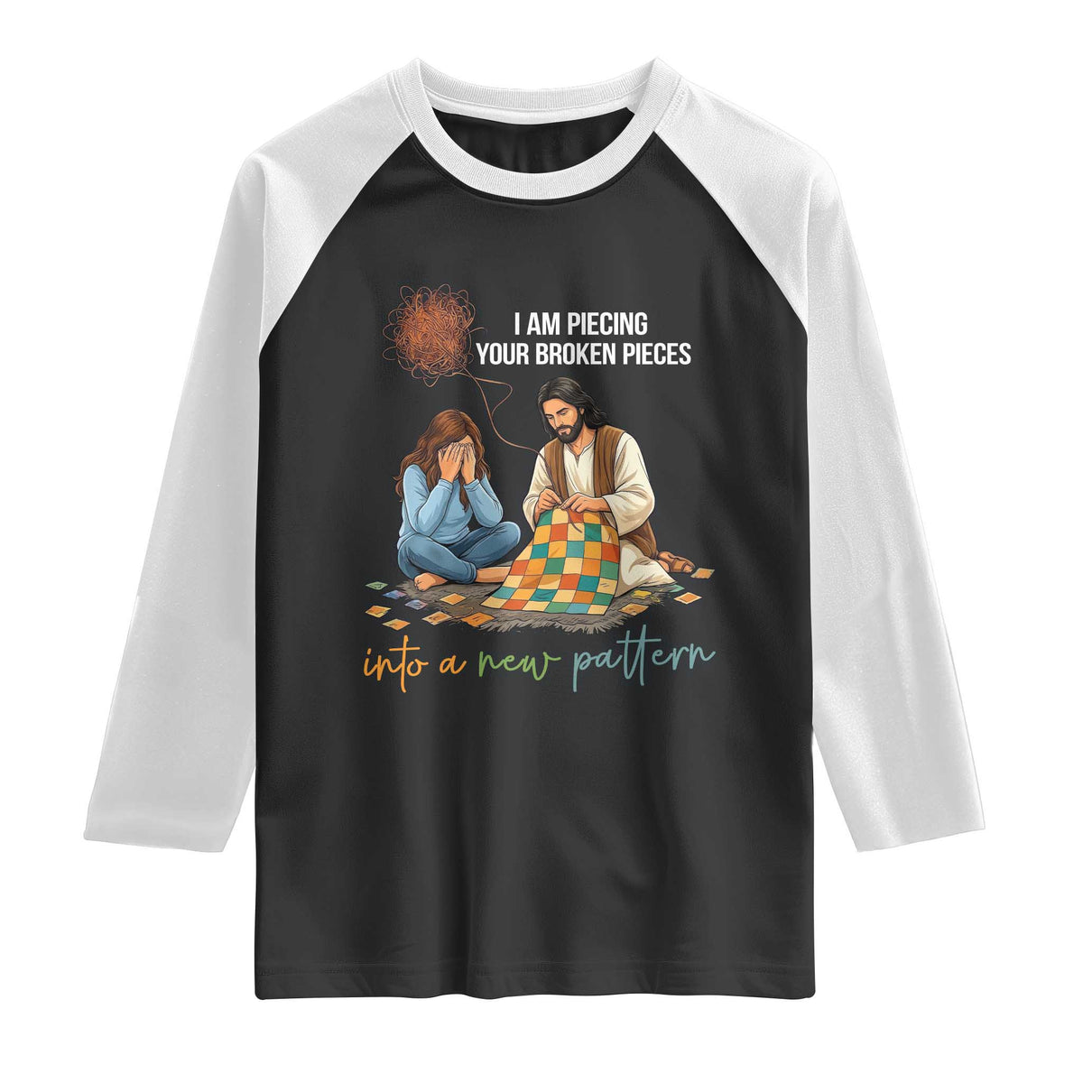 I Am Piecing Your Broken Pieces Christian Healing Raglan Shirt Jesus Comfort Faith Restoration Inspirational Gift