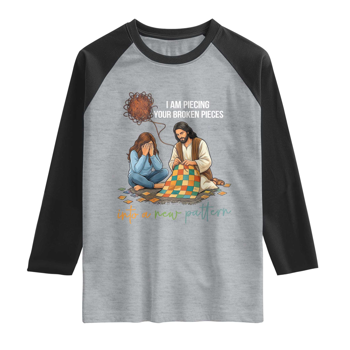 I Am Piecing Your Broken Pieces Christian Healing Raglan Shirt Jesus Comfort Faith Restoration Inspirational Gift