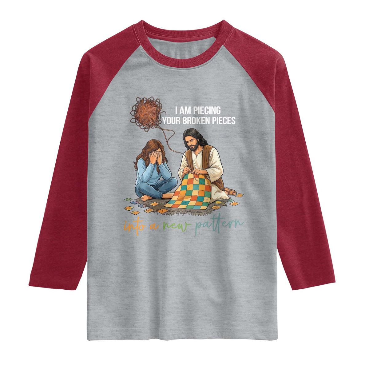 I Am Piecing Your Broken Pieces Christian Healing Raglan Shirt Jesus Comfort Faith Restoration Inspirational Gift