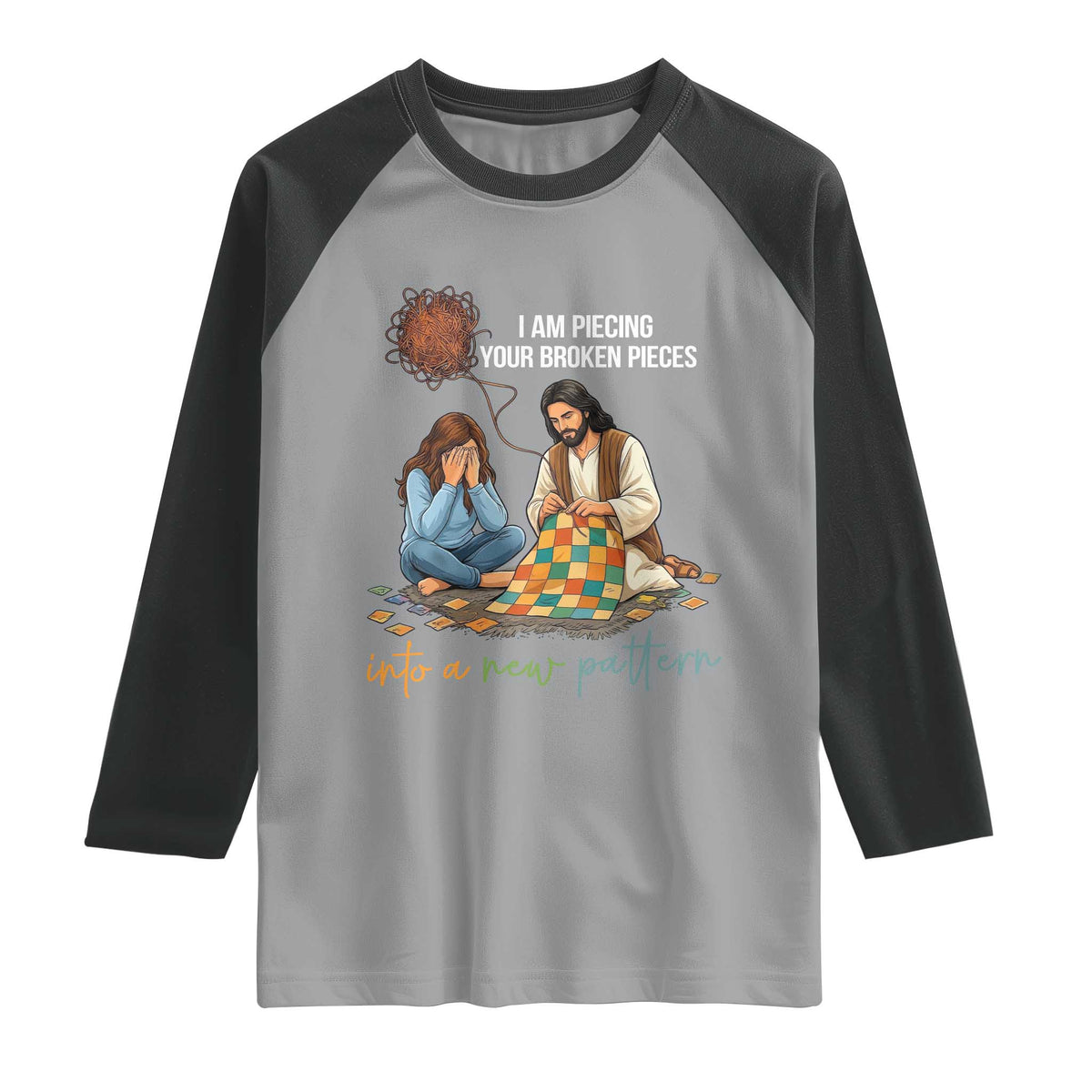 I Am Piecing Your Broken Pieces Christian Healing Raglan Shirt Jesus Comfort Faith Restoration Inspirational Gift