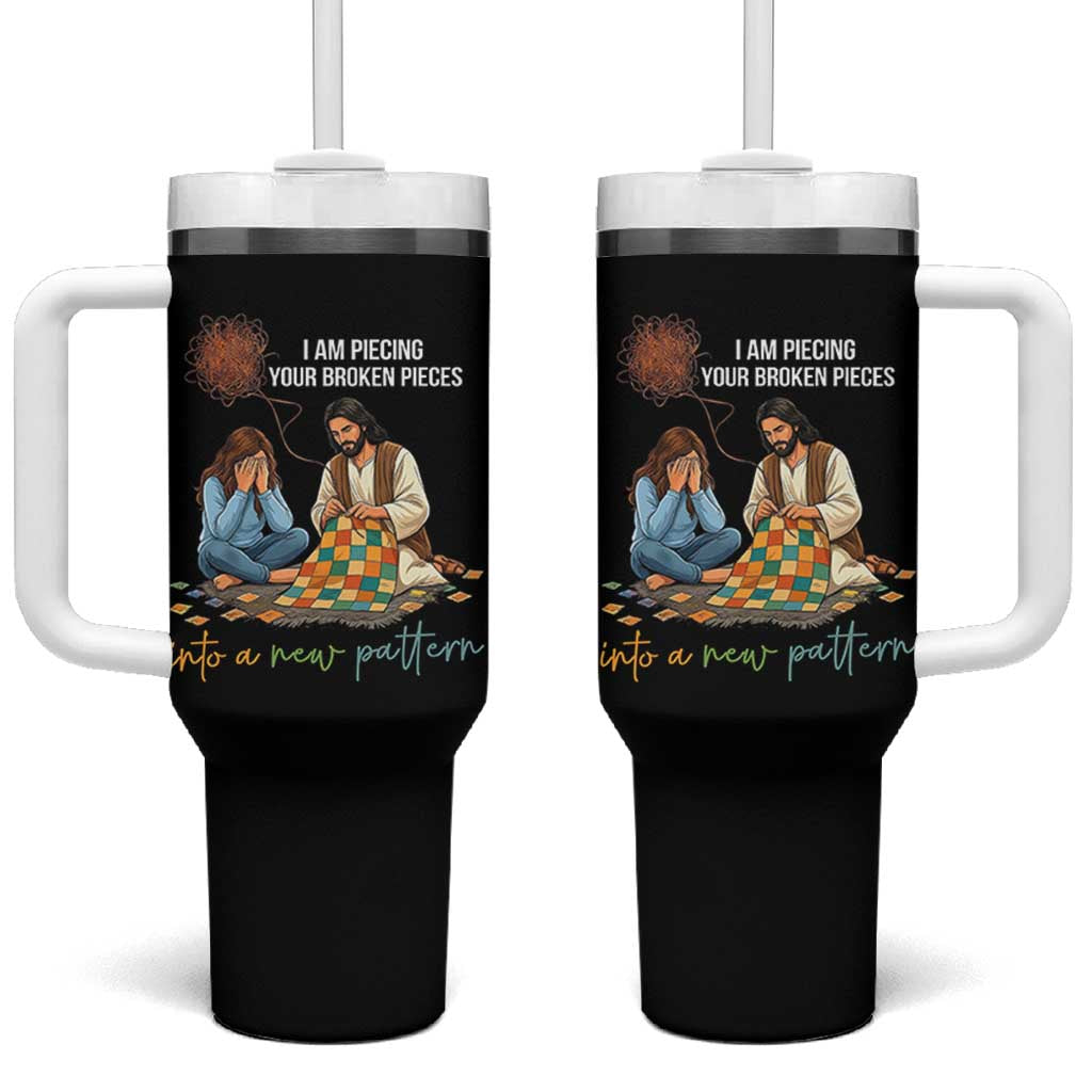I Am Piecing Your Broken Pieces Christian Healing Tumbler With Handle Jesus Comfort Faith Restoration Inspirational Gift