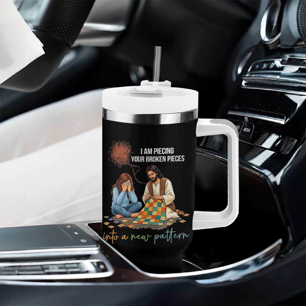 I Am Piecing Your Broken Pieces Christian Healing Tumbler With Handle Jesus Comfort Faith Restoration Inspirational Gift