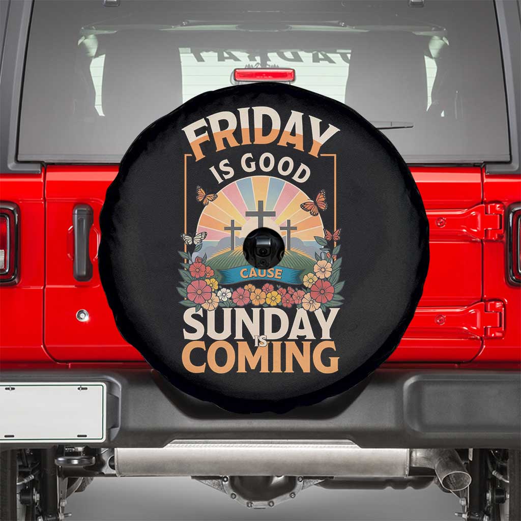 Friday Is Good Cause Sunday Is Coming Christian Easter Spare Tire Cover Cross Sunrise Floral Faith Inspirational Gift