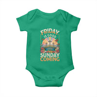 Friday Is Good Cause Sunday Is Coming Christian Easter Baby Onesie Cross Sunrise Floral Faith Inspirational Gift