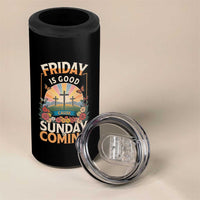 Friday Is Good Cause Sunday Is Coming Christian Easter 4 in 1 Can Cooler Tumbler Cross Sunrise Floral Faith Inspirational Gift