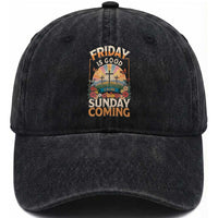 Friday Is Good Cause Sunday Is Coming Christian Easter Washed Cotton Baseball Cap Cross Sunrise Floral Faith Inspirational Gift