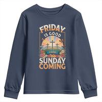 Friday Is Good Cause Sunday Is Coming Christian Easter Youth Sweatshirt Cross Sunrise Floral Faith Inspirational Gift