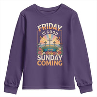 Friday Is Good Cause Sunday Is Coming Christian Easter Youth Sweatshirt Cross Sunrise Floral Faith Inspirational Gift