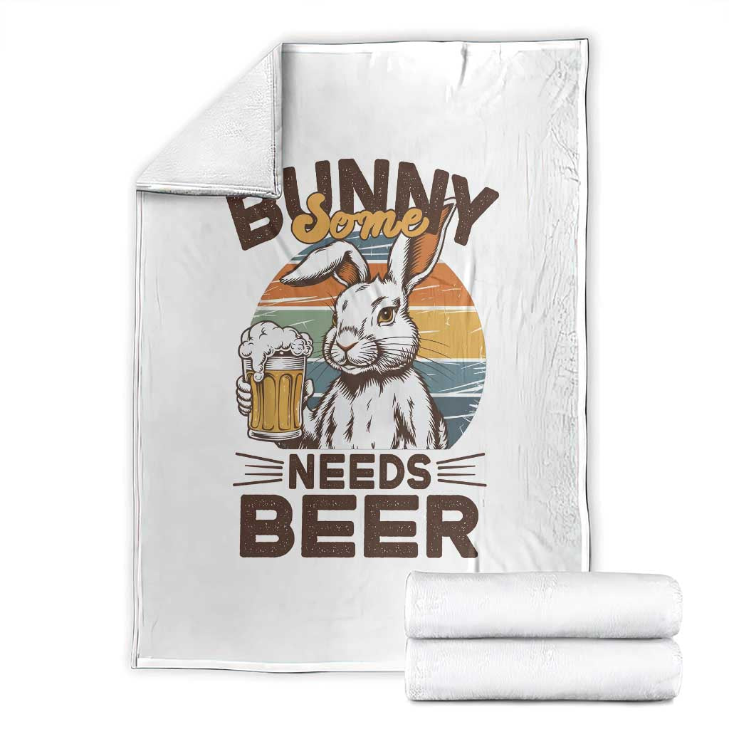 Some Bunny Needs Beer Funny Easter Drinking Humor Throw Blanket Retro Rabbit Beer Lover Gift