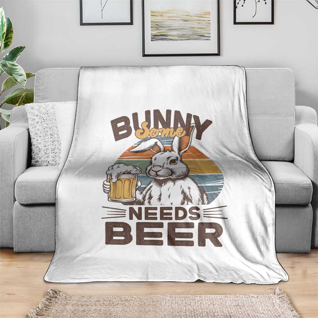 Some Bunny Needs Beer Funny Easter Drinking Humor Throw Blanket Retro Rabbit Beer Lover Gift