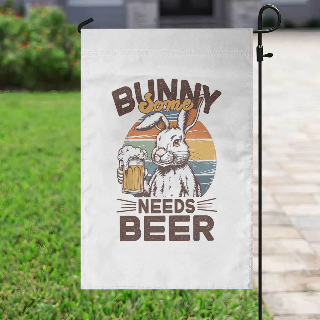 Some Bunny Needs Beer Funny Easter Drinking Humor Garden Flag Retro Rabbit Beer Lover Gift