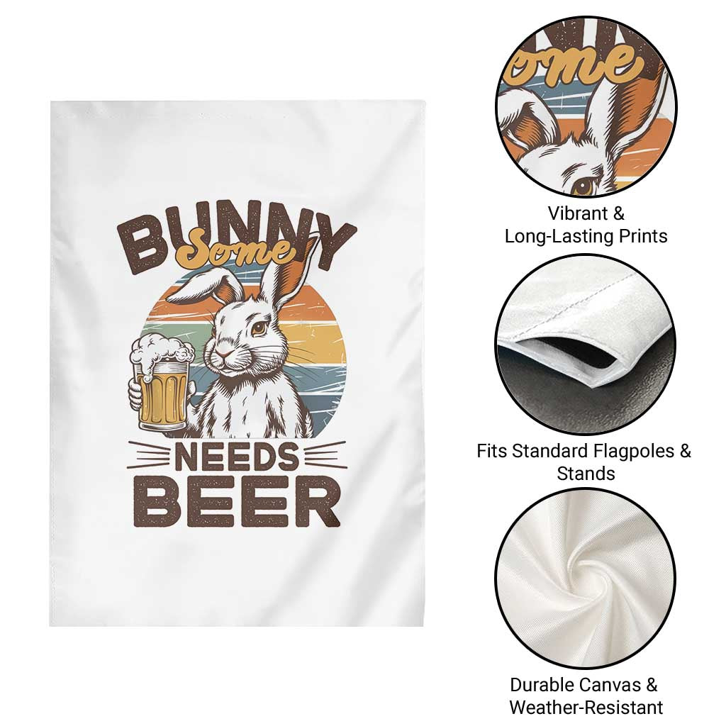 Some Bunny Needs Beer Funny Easter Drinking Humor Garden Flag Retro Rabbit Beer Lover Gift