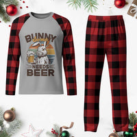 Some Bunny Needs Beer Funny Easter Drinking Humor Plaid Pajama Set Retro Rabbit Beer Lover Gift