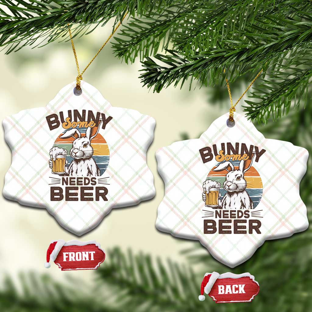 Some Bunny Needs Beer Funny Easter Drinking Humor Ceramic Ornament Retro Rabbit Beer Lover Gift