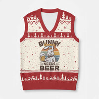 Some Bunny Needs Beer Funny Easter Drinking Humor V-Neck Knit Sweater Vest Retro Rabbit Beer Lover Gift