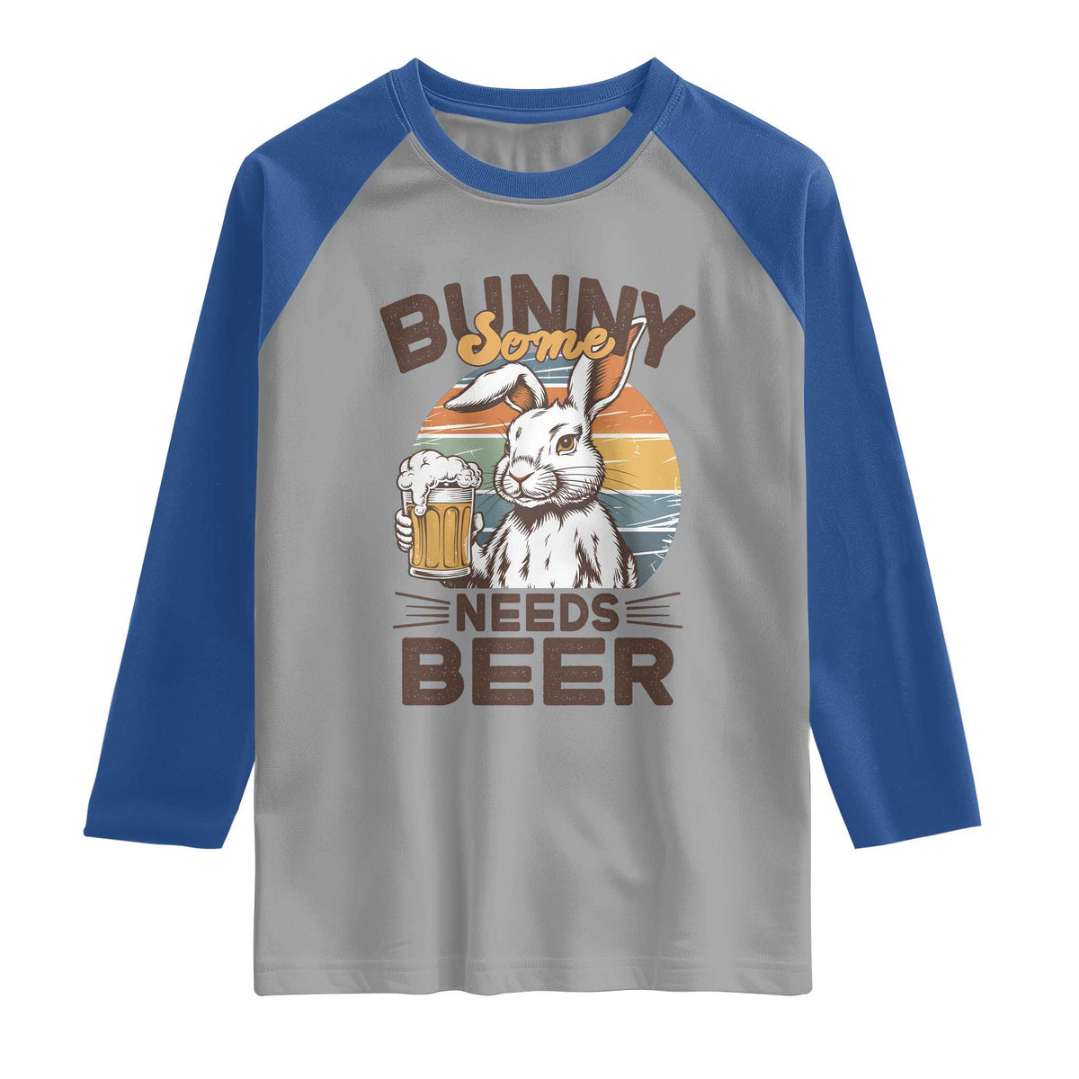 Some Bunny Needs Beer Funny Easter Drinking Humor Raglan Shirt Retro Rabbit Beer Lover Gift