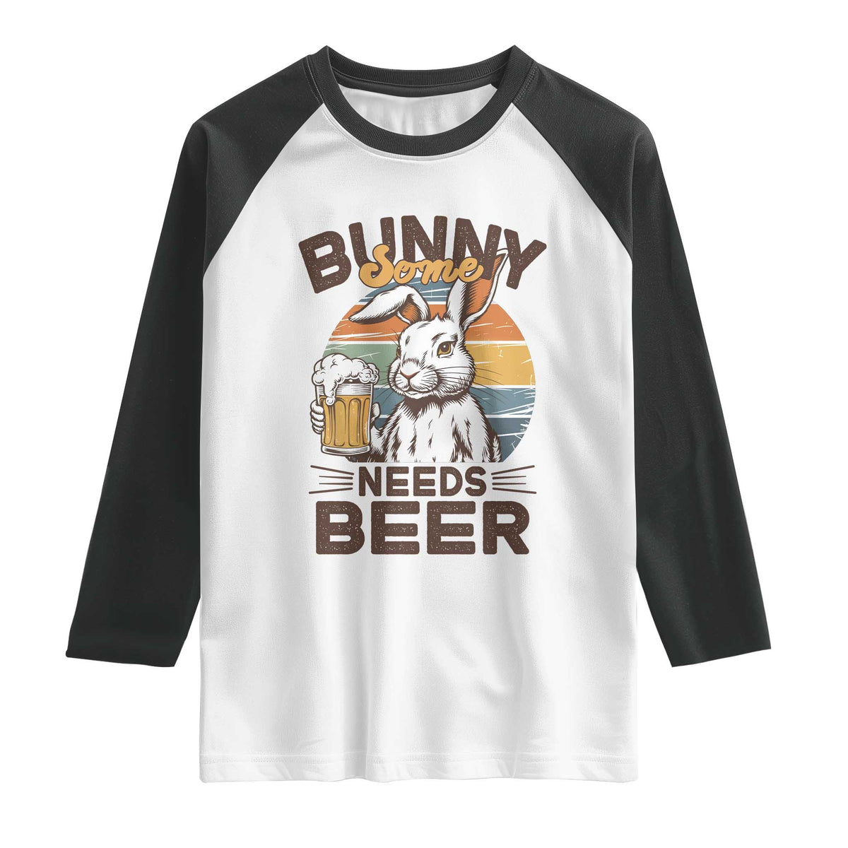 Some Bunny Needs Beer Funny Easter Drinking Humor Raglan Shirt Retro Rabbit Beer Lover Gift