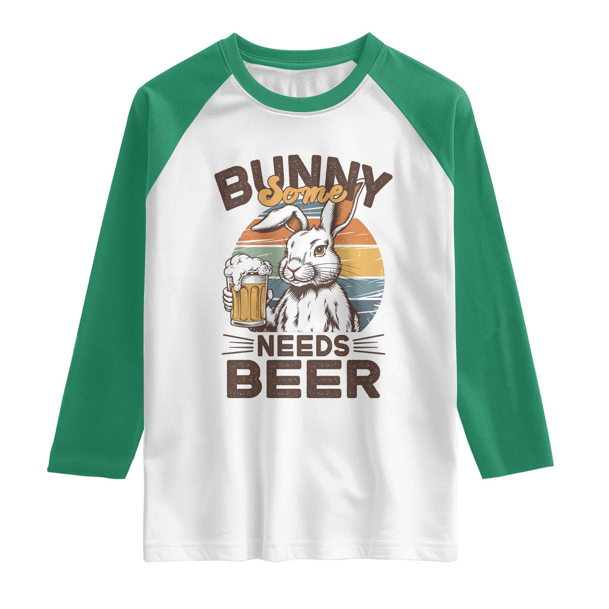 Some Bunny Needs Beer Funny Easter Drinking Humor Raglan Shirt Retro Rabbit Beer Lover Gift