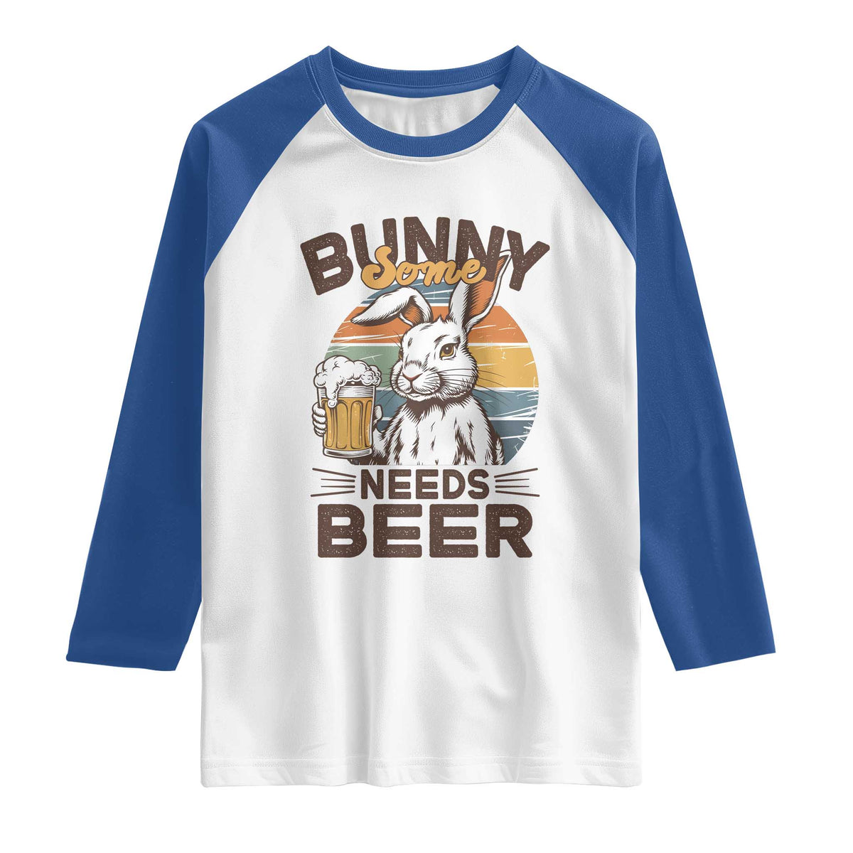 Some Bunny Needs Beer Funny Easter Drinking Humor Raglan Shirt Retro Rabbit Beer Lover Gift
