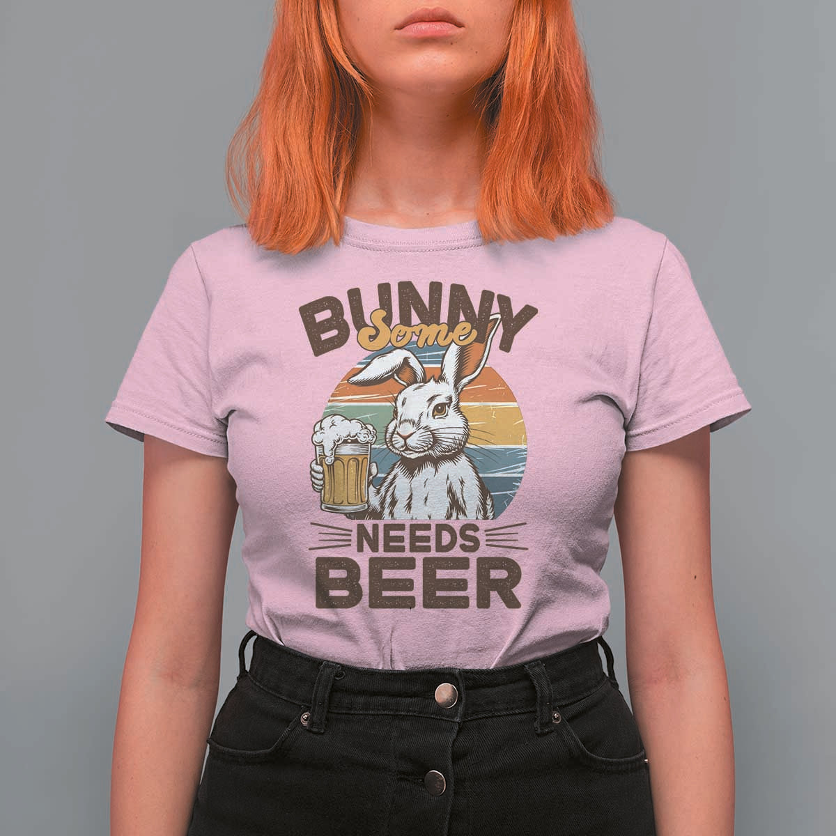 Some Bunny Needs Beer Funny Easter Drinking Humor T Shirt For Women Retro Rabbit Beer Lover Gift