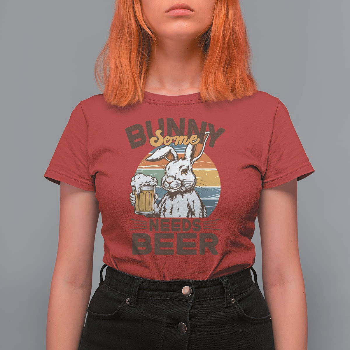 Some Bunny Needs Beer Funny Easter Drinking Humor T Shirt For Women Retro Rabbit Beer Lover Gift