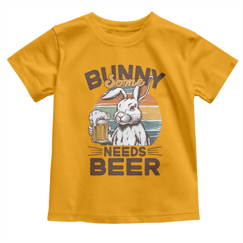 Some Bunny Needs Beer Funny Easter Drinking Humor Toddler T Shirt Retro Rabbit Beer Lover Gift