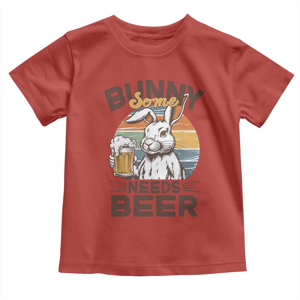 Some Bunny Needs Beer Funny Easter Drinking Humor Toddler T Shirt Retro Rabbit Beer Lover Gift