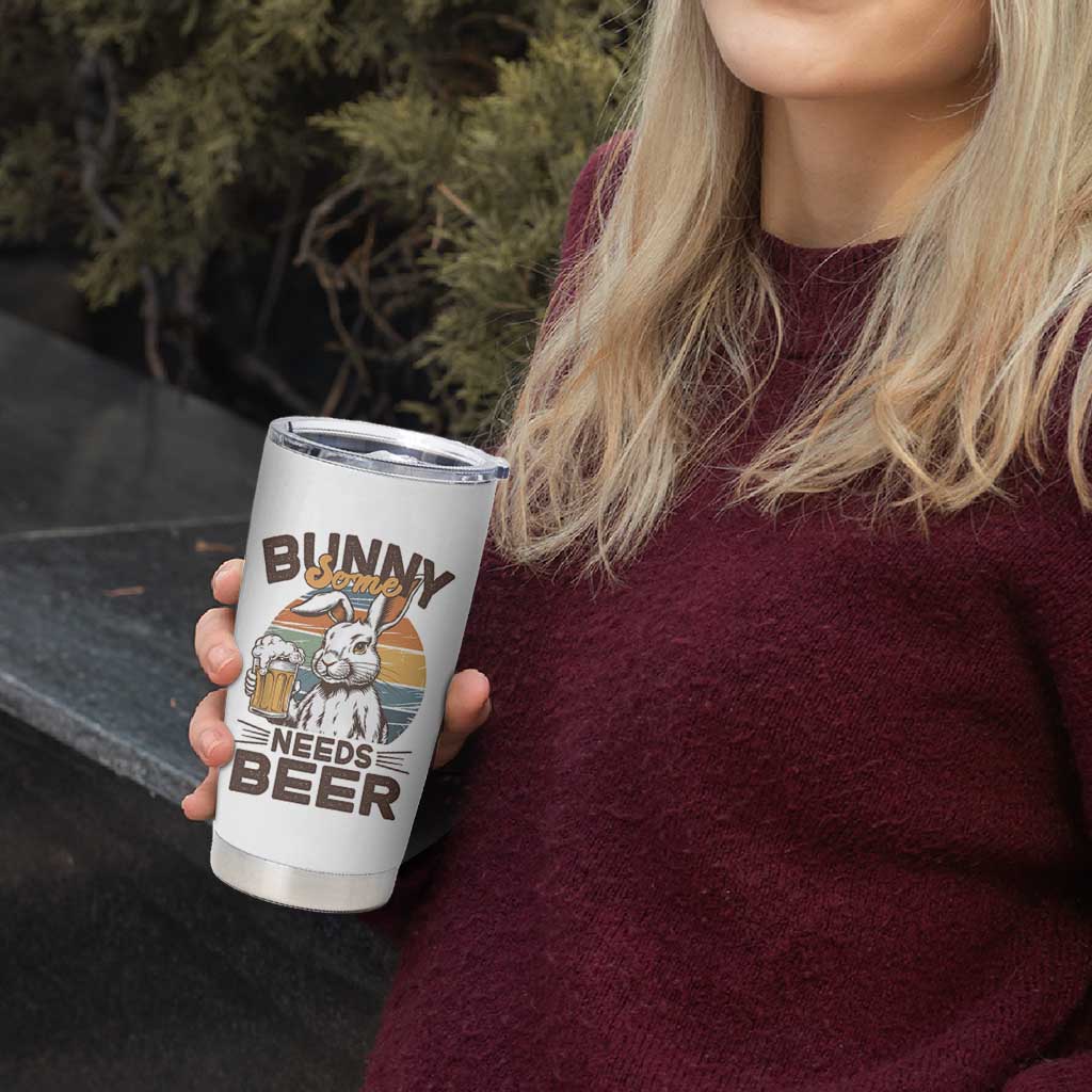 Some Bunny Needs Beer Funny Easter Drinking Humor Tumbler Cup Retro Rabbit Beer Lover Gift