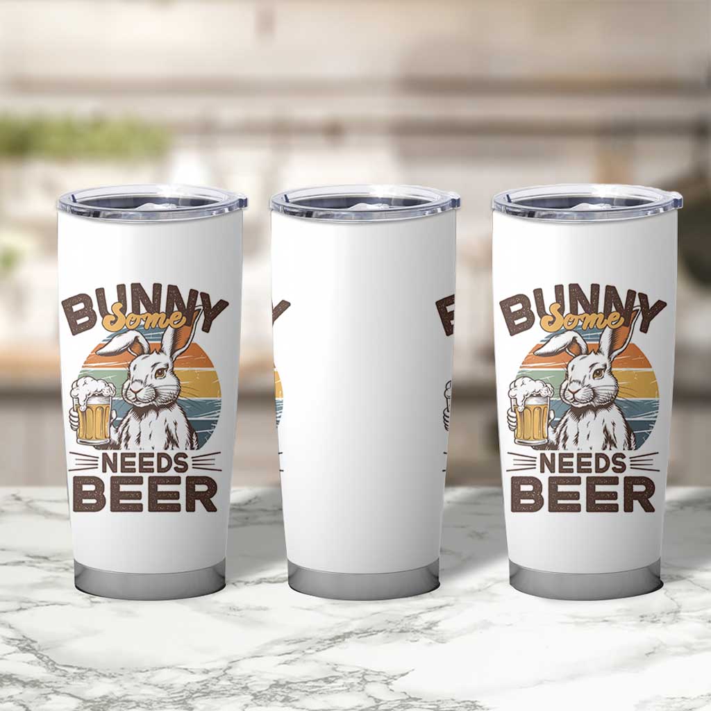 Some Bunny Needs Beer Funny Easter Drinking Humor Tumbler Cup Retro Rabbit Beer Lover Gift