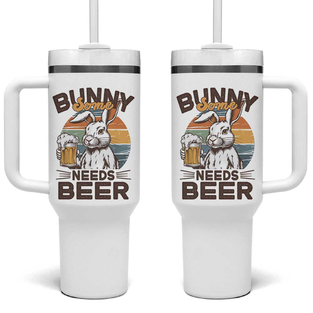 Some Bunny Needs Beer Funny Easter Drinking Humor Tumbler With Handle Retro Rabbit Beer Lover Gift