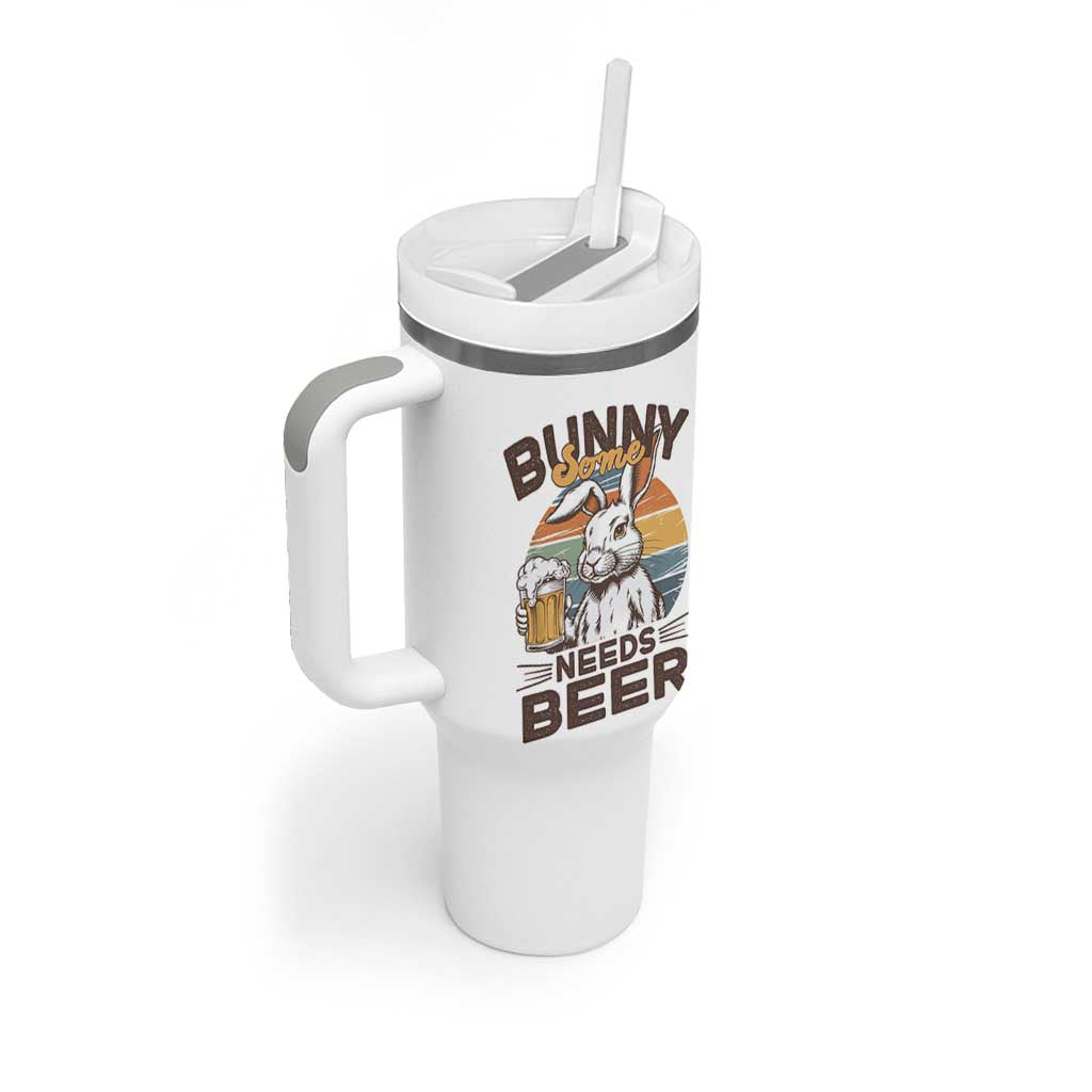 Some Bunny Needs Beer Funny Easter Drinking Humor Tumbler With Handle Retro Rabbit Beer Lover Gift