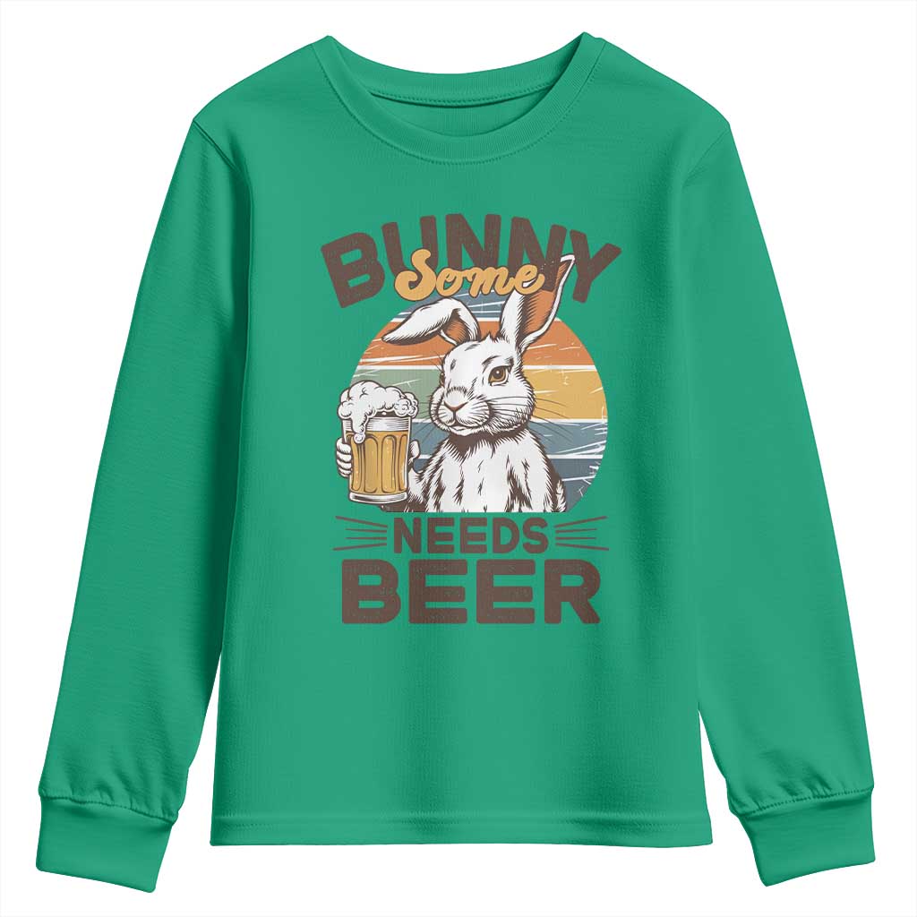 Some Bunny Needs Beer Funny Easter Drinking Humor Youth Sweatshirt Retro Rabbit Beer Lover Gift