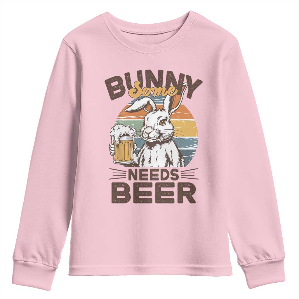 Some Bunny Needs Beer Funny Easter Drinking Humor Youth Sweatshirt Retro Rabbit Beer Lover Gift