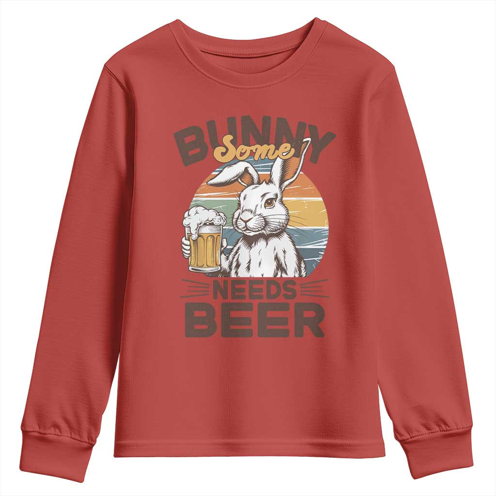 Some Bunny Needs Beer Funny Easter Drinking Humor Youth Sweatshirt Retro Rabbit Beer Lover Gift