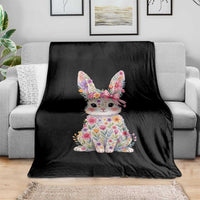 Cute Floral Easter Bunny Graphic Throw Blanket Adorable Spring Rabbit with Flowers Pastel Aesthetic Gift