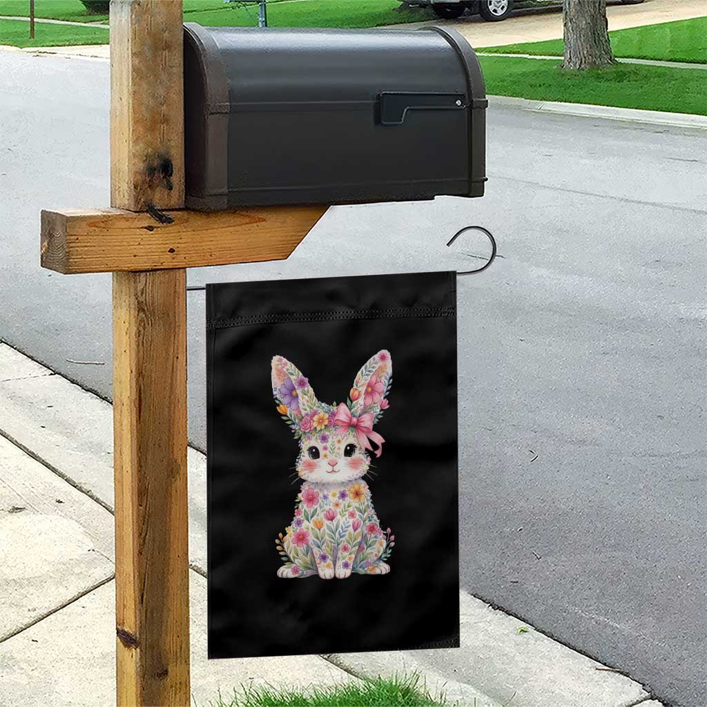 Cute Floral Easter Bunny Graphic Garden Flag Adorable Spring Rabbit with Flowers Pastel Aesthetic Gift