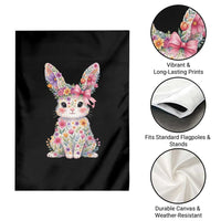 Cute Floral Easter Bunny Graphic Garden Flag Adorable Spring Rabbit with Flowers Pastel Aesthetic Gift