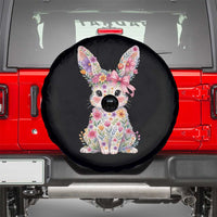 Cute Floral Easter Bunny Graphic Spare Tire Cover Adorable Spring Rabbit with Flowers Pastel Aesthetic Gift