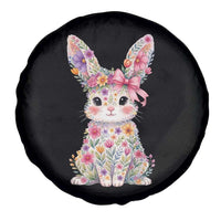 Cute Floral Easter Bunny Graphic Spare Tire Cover Adorable Spring Rabbit with Flowers Pastel Aesthetic Gift
