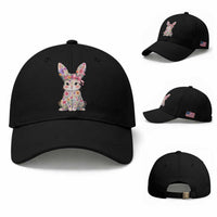Cute Floral Easter Bunny Graphic Baseball Cap Adorable Spring Rabbit with Flowers Pastel Aesthetic Gift