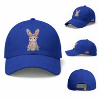Cute Floral Easter Bunny Graphic Baseball Cap Adorable Spring Rabbit with Flowers Pastel Aesthetic Gift