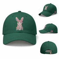 Cute Floral Easter Bunny Graphic Baseball Cap Adorable Spring Rabbit with Flowers Pastel Aesthetic Gift