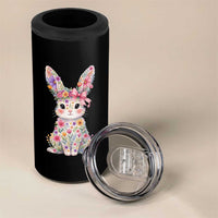 Cute Floral Easter Bunny Graphic 4 in 1 Can Cooler Tumbler Adorable Spring Rabbit with Flowers Pastel Aesthetic Gift