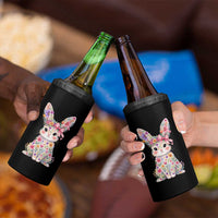 Cute Floral Easter Bunny Graphic 4 in 1 Can Cooler Tumbler Adorable Spring Rabbit with Flowers Pastel Aesthetic Gift