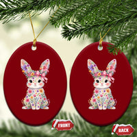 Cute Floral Easter Bunny Graphic Ceramic Ornament Adorable Spring Rabbit with Flowers Pastel Aesthetic Gift
