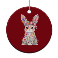 Cute Floral Easter Bunny Graphic Ceramic Ornament Adorable Spring Rabbit with Flowers Pastel Aesthetic Gift