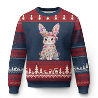 Cute Floral Easter Bunny Graphic Ugly Christmas Sweater Adorable Spring Rabbit with Flowers Pastel Aesthetic Gift